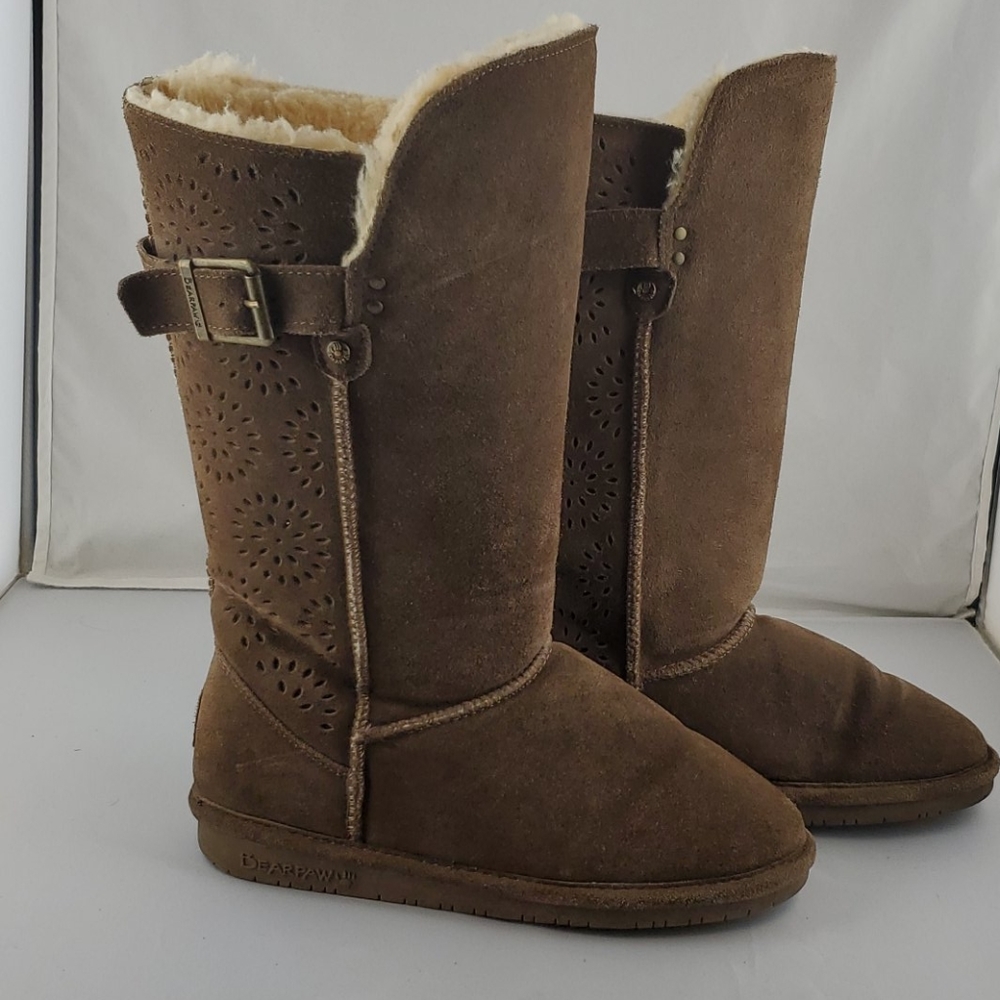 BEARPAW Sheepskin Suede Tall Designer Boot sz 8